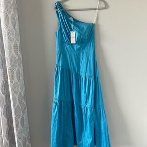 Lilly Pulitzer Turquoise One-Shoulder Maxi Dress